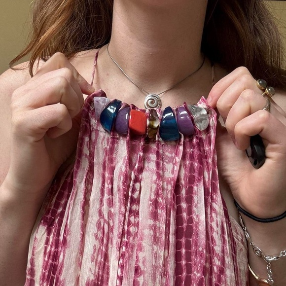 Zara Tie-Dye Halter mini Dress with beaded neckline - Picture 7 of 9